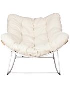 Fauteuil Bouclette Odin blanc/marron - 96x75x110 cm