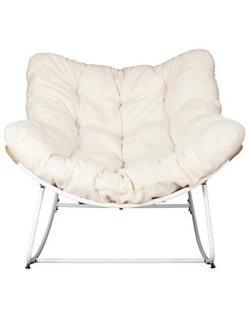 Fauteuil Bouclette Odin blanc/marron - 96x75x110 cm