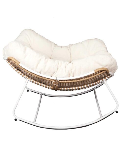 Fauteuil Bouclette Odin blanc/marron - 96x75x110 cm