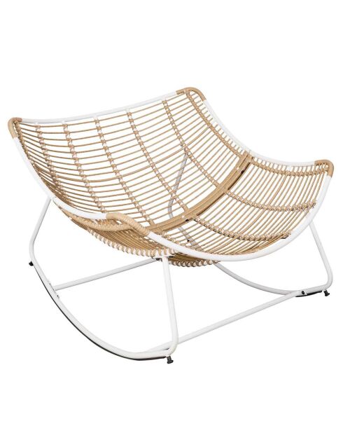 Fauteuil Bouclette Odin blanc/marron - 96x75x110 cm