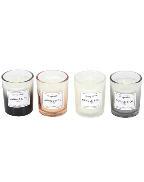 Coffret 4 Bougies parfumées Harmony - 1 mèche 15h