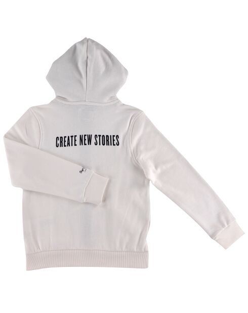 Sweat zippé en Coton à capuche blanc