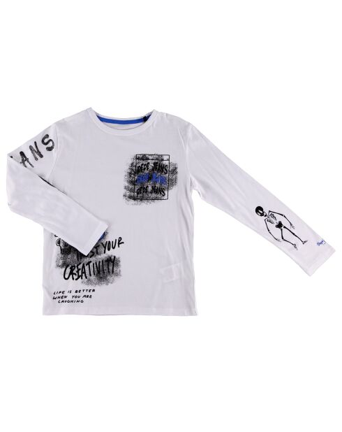 T-Shirt en Coton print Grafitty blanc