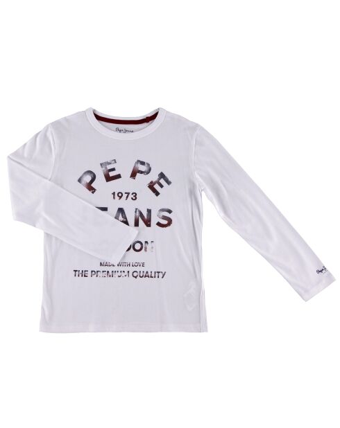 T-Shirt en Coton Logo Pepe Peinture blanc