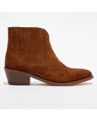 Chelsea Boots en Velours de Cuir Carrie marron