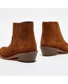 Chelsea Boots en Velours de Cuir Carrie marron