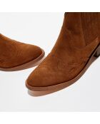 Chelsea Boots en Velours de Cuir Carrie marron