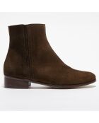 Chelsea Boots en Velours de Cuir Milie kaki