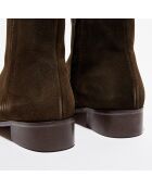 Chelsea Boots en Velours de Cuir Milie kaki