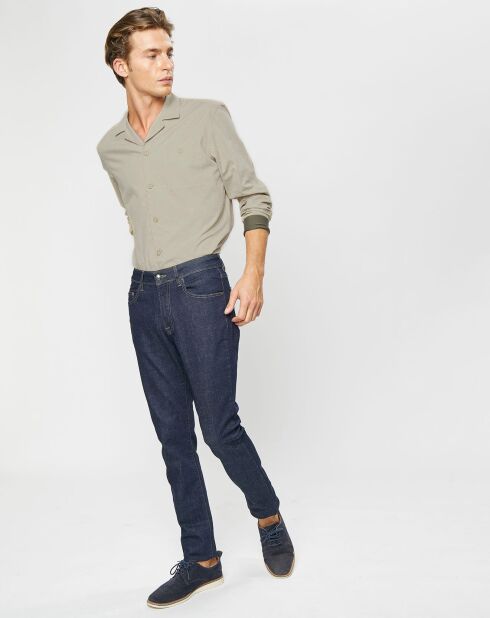 Chemise Slim Fit en Laine mélangée beige