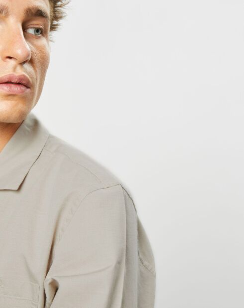 Chemise Slim Fit en Laine mélangée beige