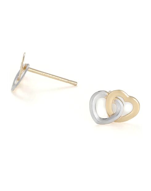 Boucles d'oreilles Enfant Petits Cœurs or bicolore