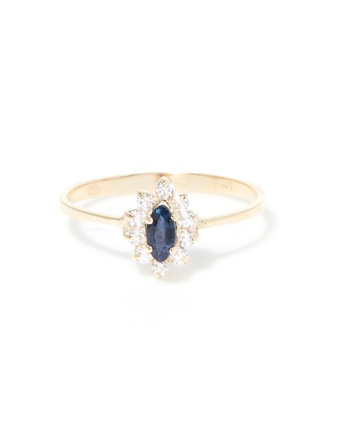 Bague Vera Saphir bleu & Zirconium or jaune