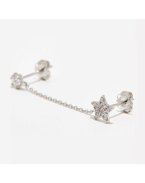 Bijou d'oreille unitaire Nuit Etoilée Zirconium or blanc