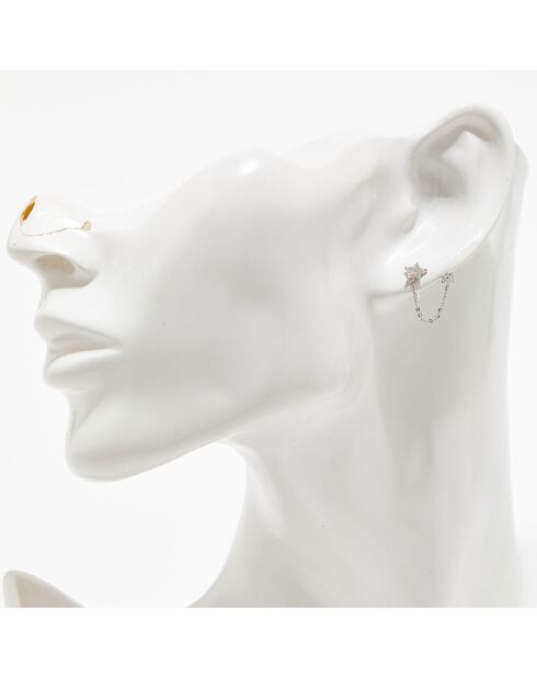 Bijou d'oreille unitaire Nuit Etoilée Zirconium or blanc