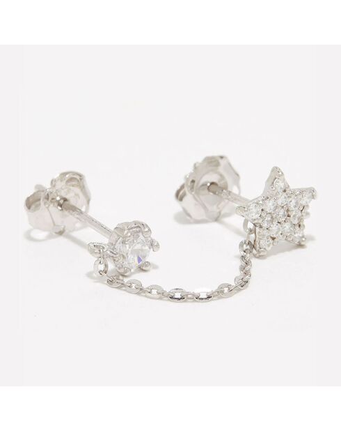 Bijou d'oreille unitaire Nuit Etoilée Zirconium or blanc