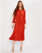 Robe Midi Col Bouton rouge foncé