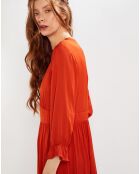 Robe Midi Col Bouton rouge foncé