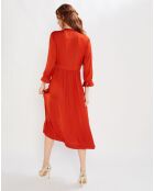 Robe Midi Col Bouton rouge foncé