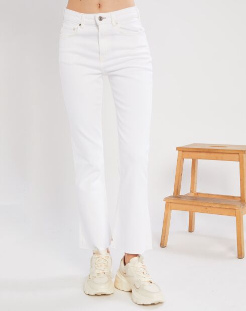 Jean Taille haute Flare Crop blanc