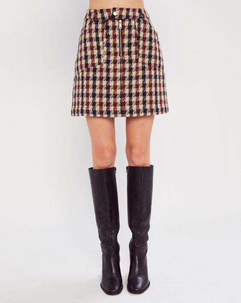 Jupe Mini Tweed à Carreaux multicolore