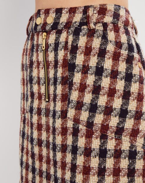 Jupe Mini Tweed à Carreaux multicolore