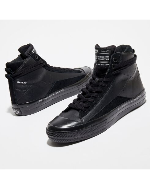 Sneakers en Cuir High Shine noires