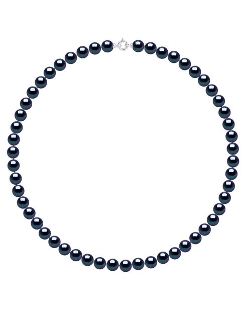 Collier Or Blanc & Perles d'Eau Douce Rondes noires