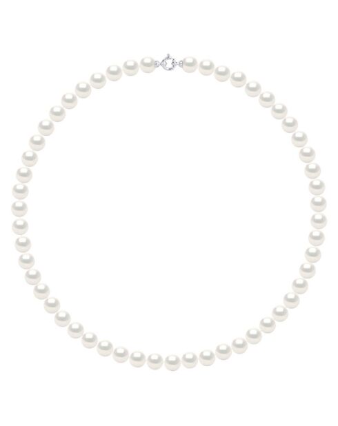 Collier Or Blanc & Perles d'Eau Douce Rondes blanc naturel