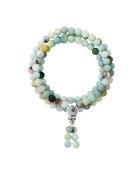 Bracciale tibetano a tripla fila in argento rodiato e amazzonite
