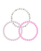 3 Lucky Charm-armbanden roze kwarts, roze agaat en witte howliet