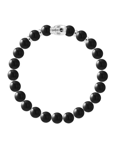 Herrenarmband aus Silber und schwarzem Obsidian