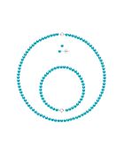 Parure Collier + Bracelet + Boucles d'Oreilles Argent Rhodié & Perles d'Eau Douce Rondes turquoise