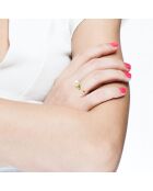 Bague Or Jaune, Diamants 0.04 ct & Perle de Culture d'Eau Douce Ronde blanc naturel