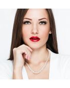 Collier Or Blanc & Perles d'Eau Douce Rondes blanc naturel