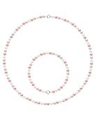 Parure Collier + Bracelet Or Blanc & Perles d'Eau Douce Rondes multicolores