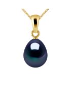 Pendentif Bélière Or Jaune & Perle de Culture d'Eau Douce Poire noire