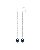Boucles d'oreilles pendantes Argent & Perles de Culture d'Eau Douce Rondes noires