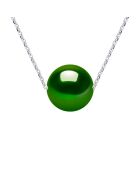 Collier Argent & Perle de Culture d'Eau Douce Traversante Ronde vert foncé