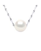 Collier Argent Rhodié & Perle de Culture d'Eau Douce Traversante Ronde blanc naturel