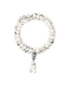 Tibetaanse armband van rhodium zilver en wit howliet met drievoudige rang