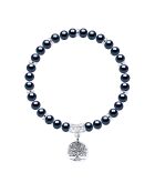 Bracciale in argento con albero della vita e perle nere semicircolari coltivate d'acqua dolce