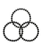 3 Bracelets Porte Bonheur Pierre de Lave, Agate noir mat & Onyx