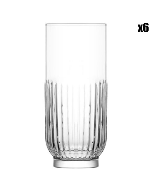 6 Verres long drink transparents - 39.5 cl