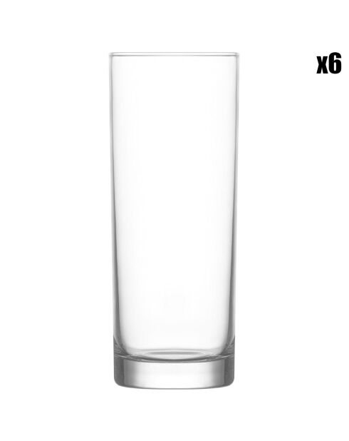 6 transparente Longdrinkgläser - 36 cl