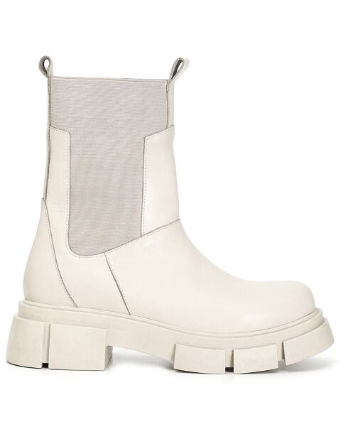 Bottines en Cuir Paco blanc cassé - Talon 5 cm