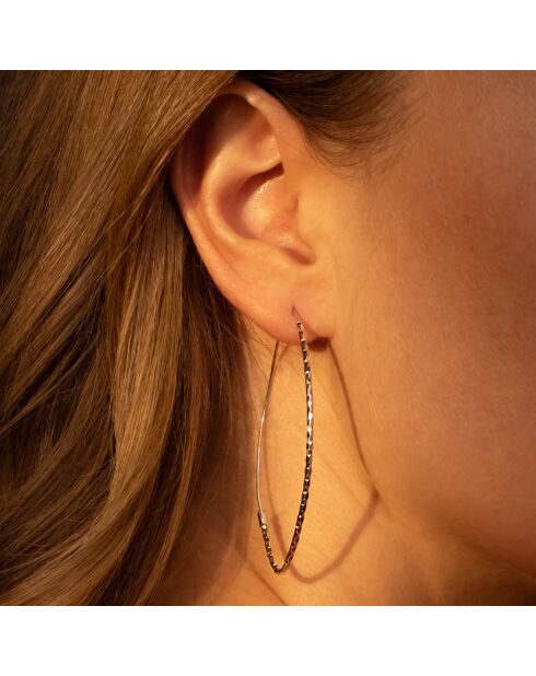 Boucles d'oreilles Créoles Gouttes or blanc