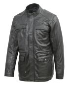 Lange schwarze Lederjacke von Fredelian