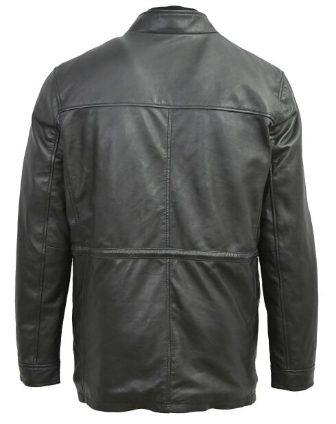 Lange schwarze Lederjacke von Fredelian