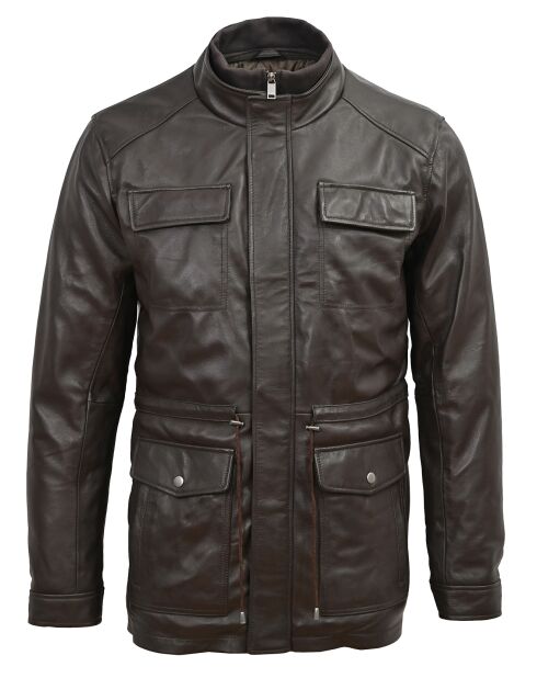 Victor braune lange Lederjacke